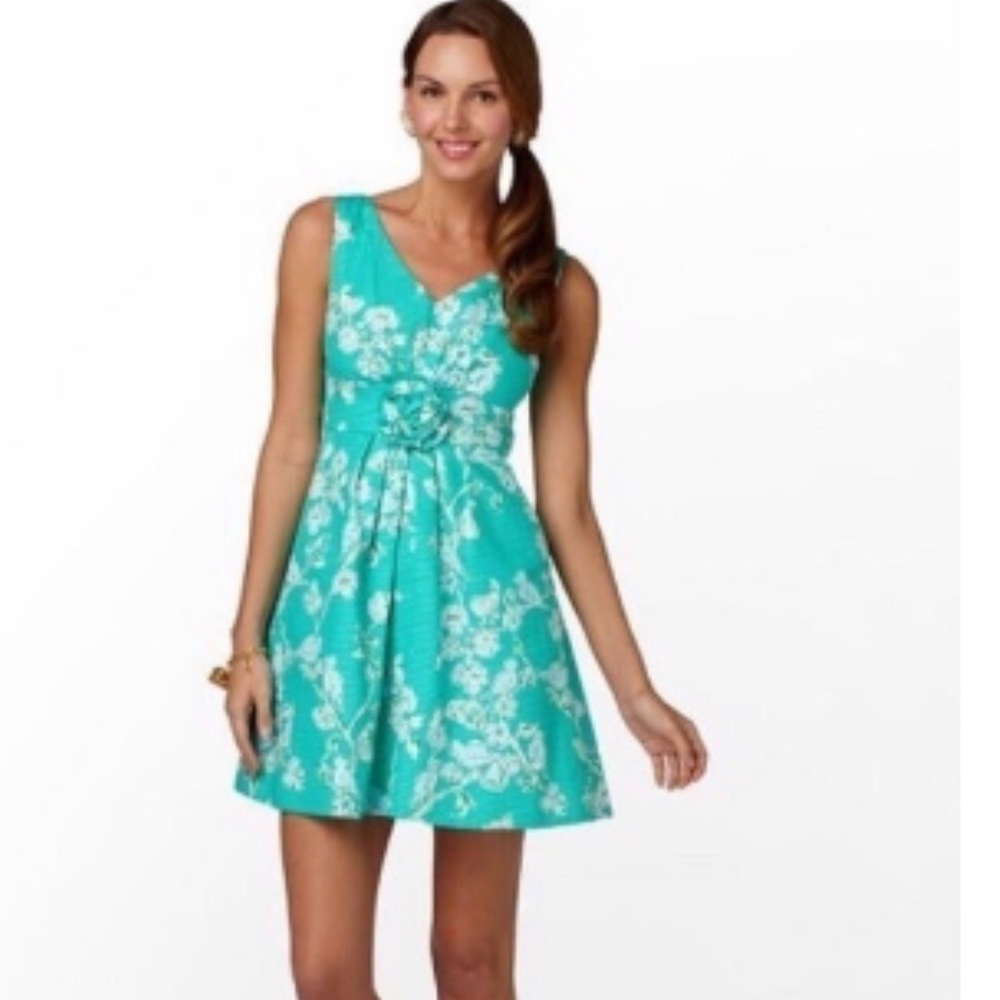 Lily Pulitzer Parker Dress “Birds & Bees” in Lagoon Green Size 4